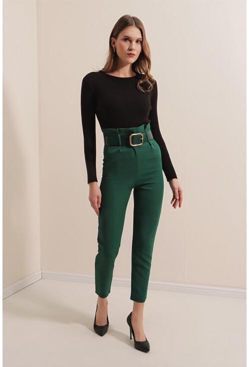 6556 Fabric Pants With Belt