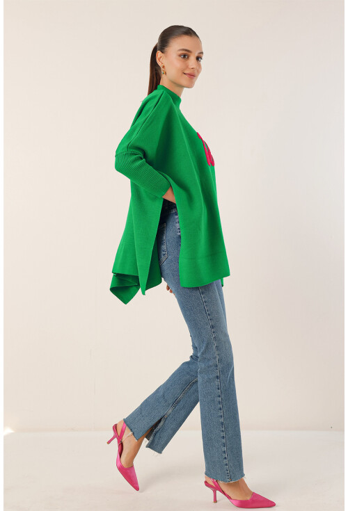 15783 Split Poncho Sweater