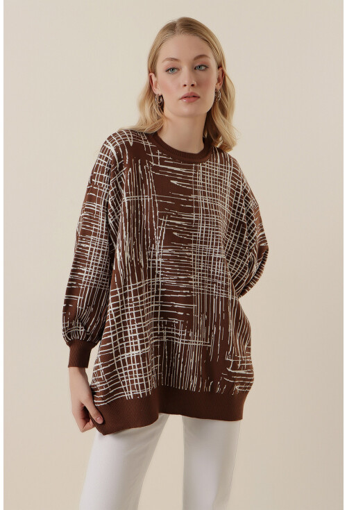 15790 Desenli Oversize Kazak