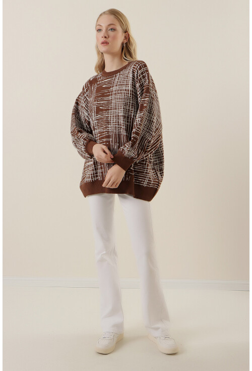 15790 Desenli Oversize Kazak