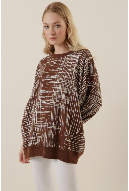 15790 Desenli Oversize Kazak