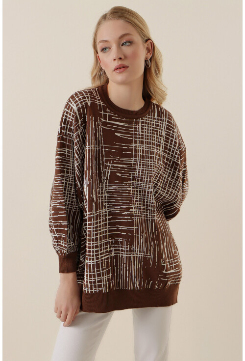 15790 Desenli Oversize Kazak