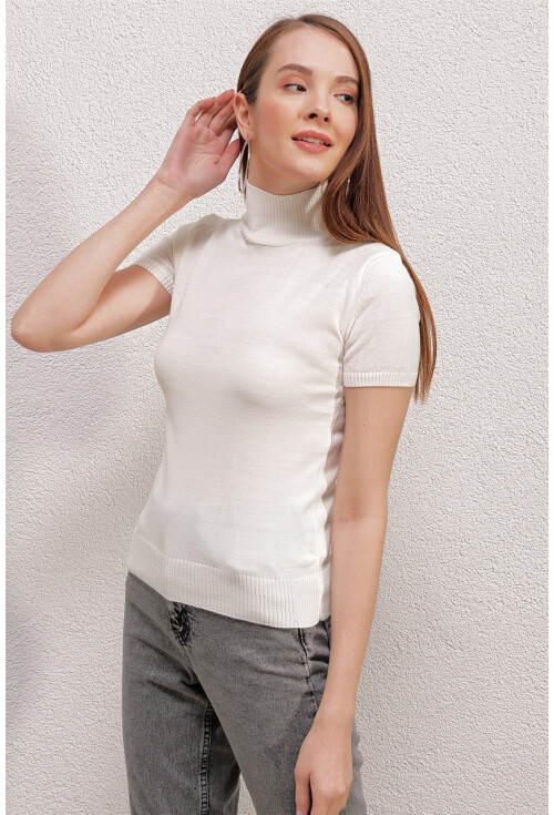 15819 Short Sleeve Turtleneck Sweater