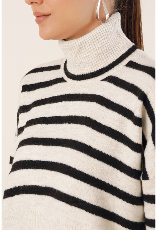 15822 Oversized Turtleneck Crop Sweater