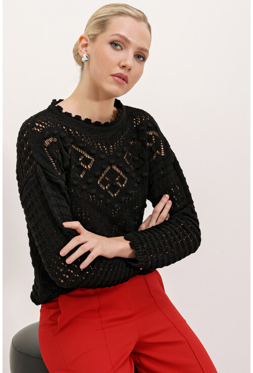 15860 Openwork Oversized Sweater