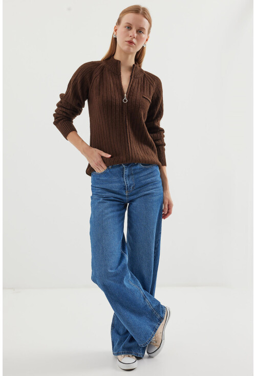 15880 Fermuarlı Triko Hırka