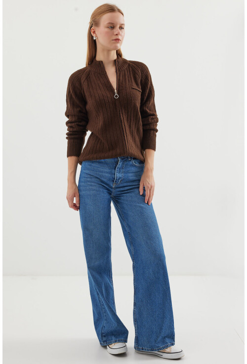 15880 Fermuarlı Triko Hırka