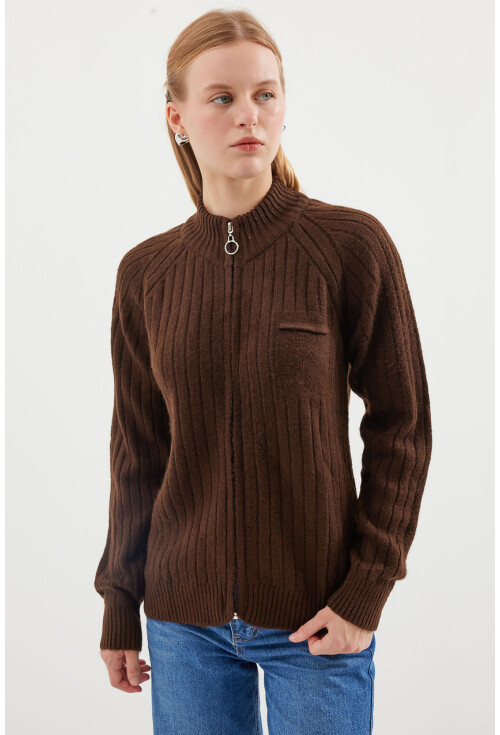 15880 Fermuarlı Triko Hırka