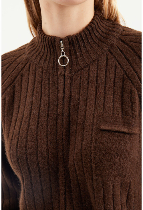 15880 Fermuarlı Triko Hırka