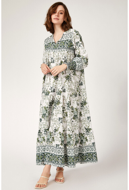 1947 Patterned Long Dress
