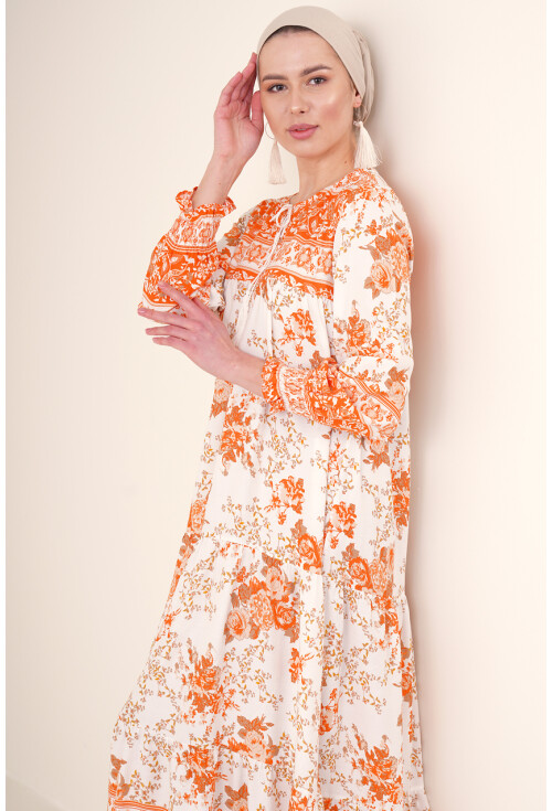 1947 Patterned Long Dress