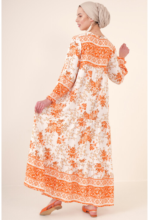 1947 Patterned Long Dress