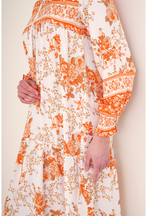 1947 Patterned Long Dress