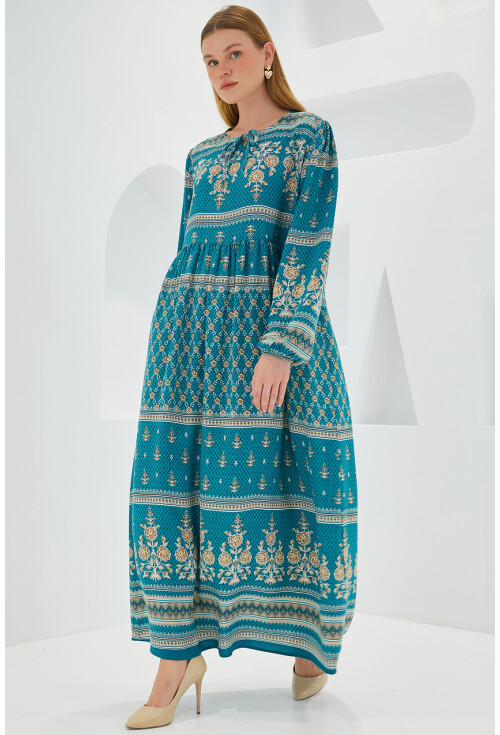 1947 Patterned Long Dress