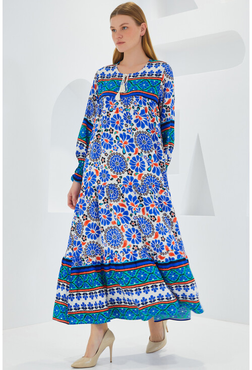 1947 Patterned Long Dress