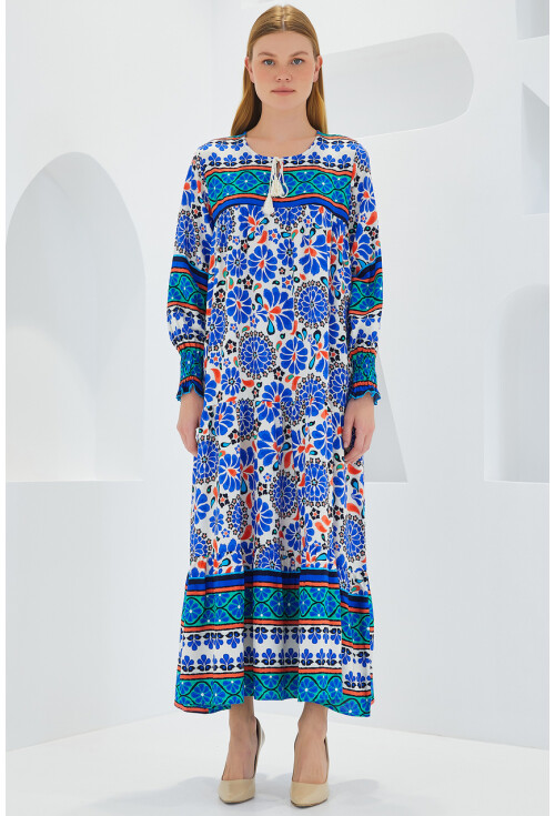 1947 Patterned Long Dress