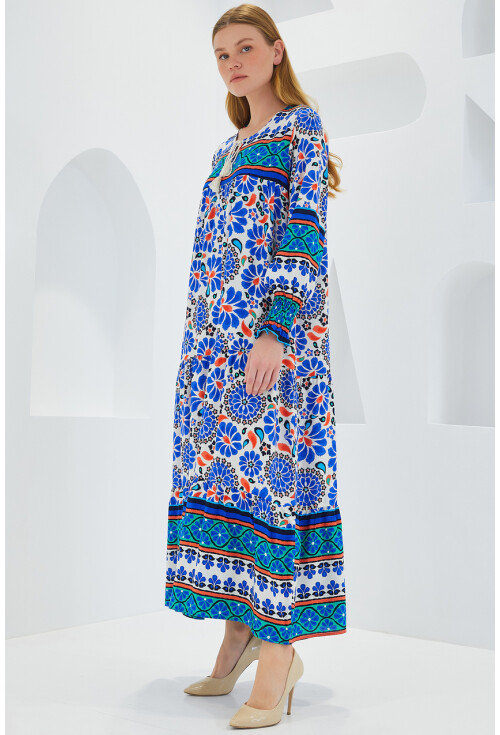 1947 Patterned Long Dress