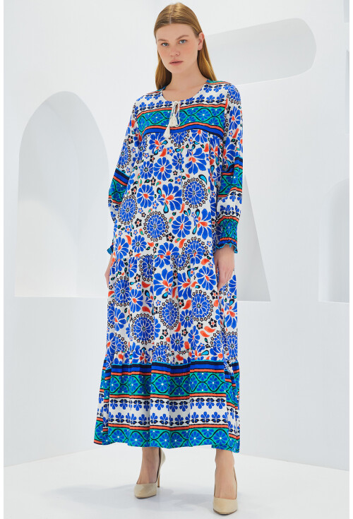 1947 Patterned Long Dress