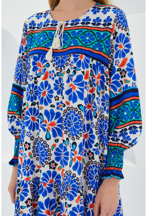 1947 Patterned Long Dress