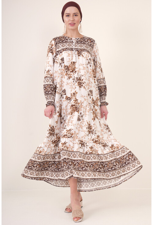 1947 Patterned Long Dress