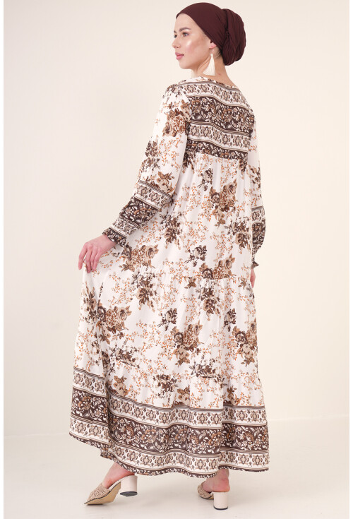 1947 Patterned Long Dress