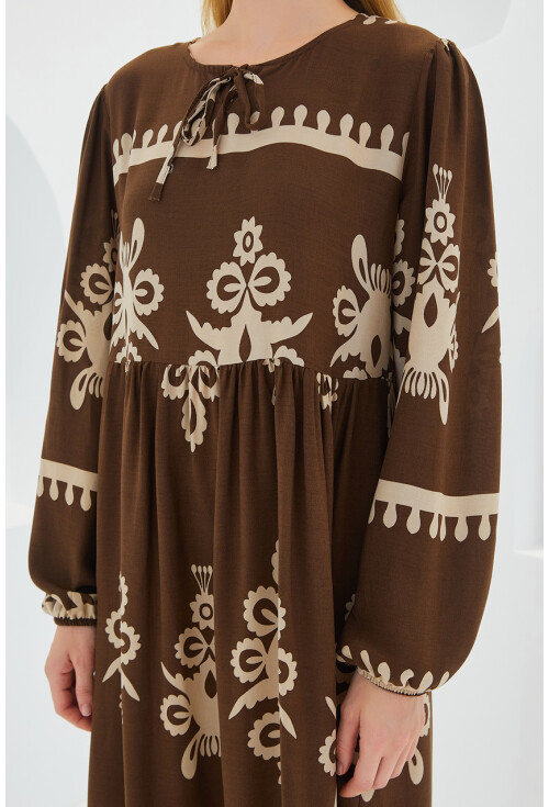 1947 Patterned Long Dress