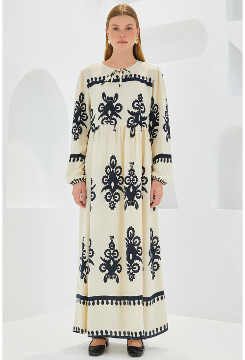 1947 Patterned Long Dress