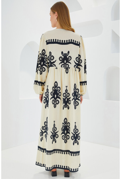 1947 Patterned Long Dress