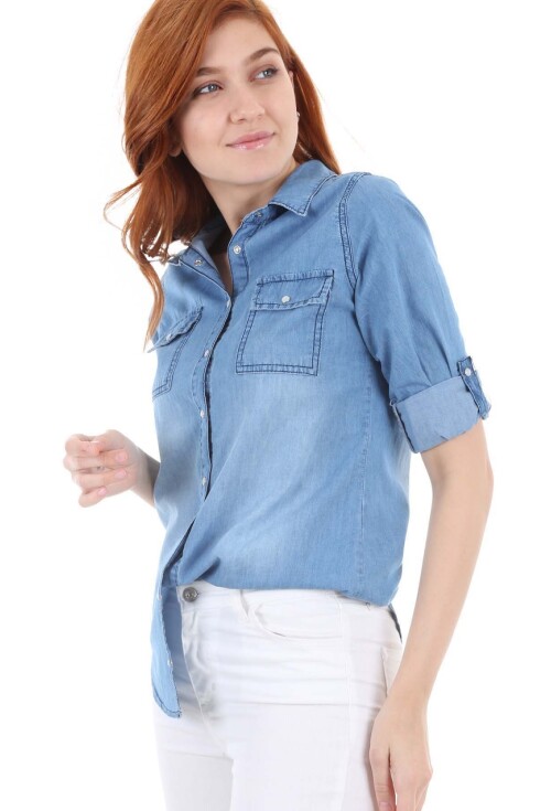 3643 Çıtçıtlı Kot Gömlek