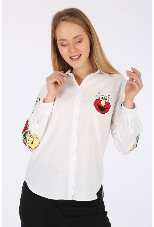 3894 Oversize Baskılı Gömlek