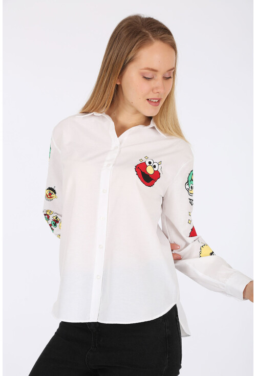 3894 Oversize Baskılı Gömlek