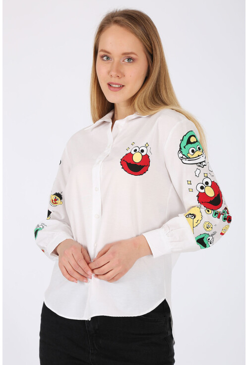 3894 Oversize Baskılı Gömlek