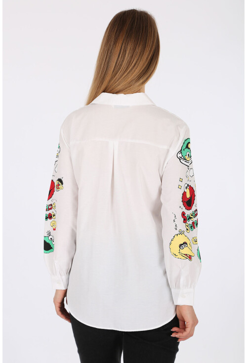 3894 Oversize Baskılı Gömlek