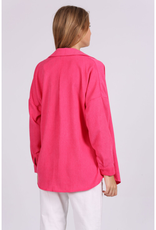 3981 Cepli Oversize Kadife Gömlek