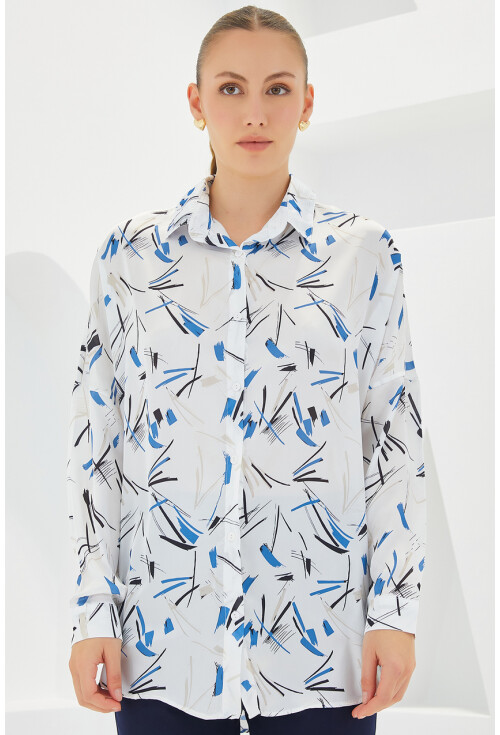 3985 Oversize Saten Gömlek