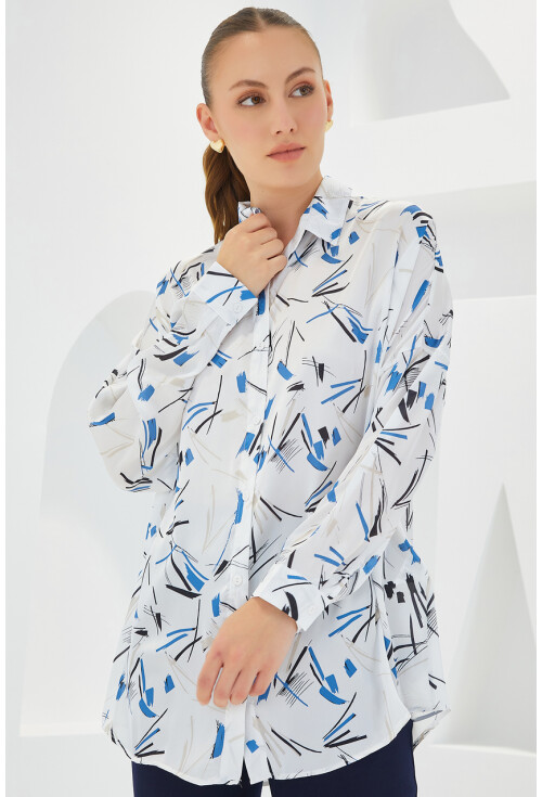 3985 Oversize Saten Gömlek