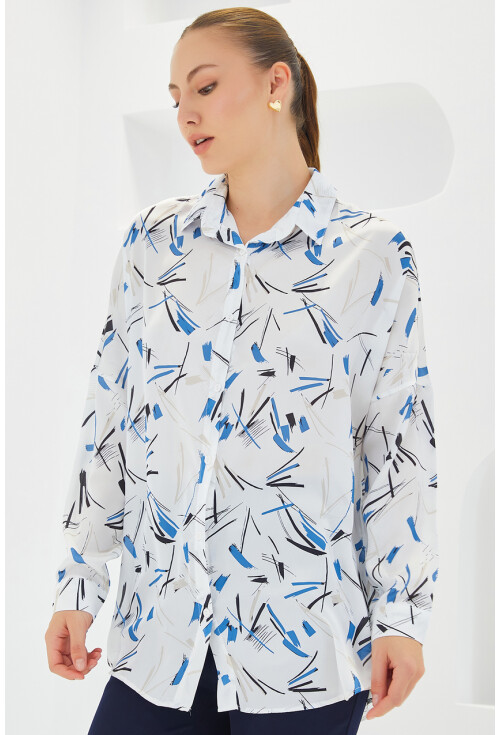 3985 Oversize Saten Gömlek