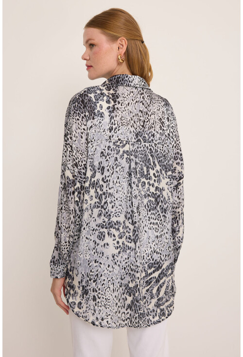3985 Oversize Saten Gömlek