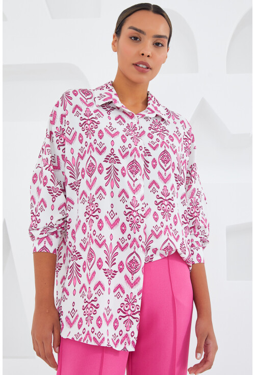 3985 Oversize Saten Gömlek
