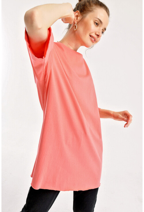 4123 Yırtmaçlı Oversize Tişört