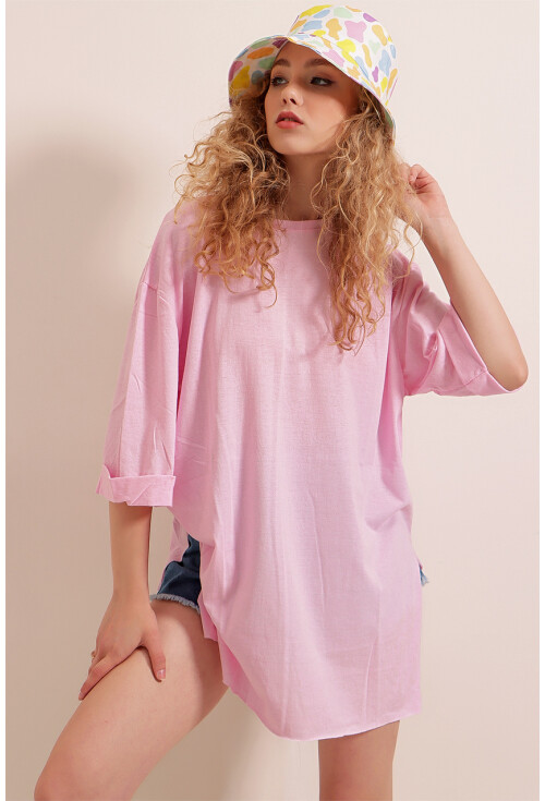 4123 Yırtmaçlı Oversize Tişört