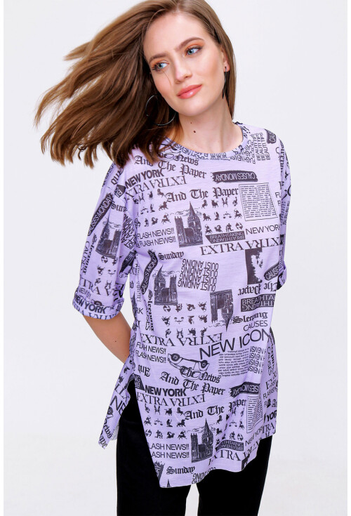 4299 Gazete Baskılı Oversize Tshirt