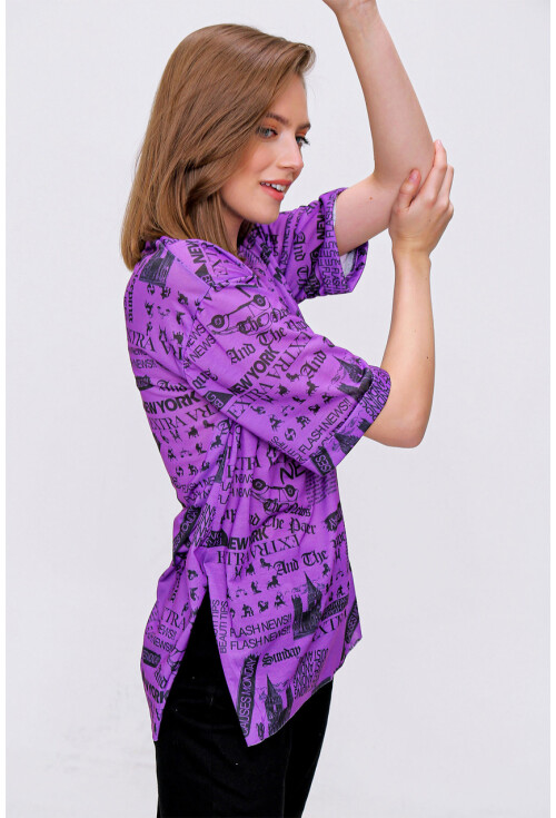 4299 Gazete Baskılı Oversize Tshirt