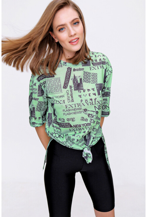 4299 Gazete Baskılı Oversize Tshirt