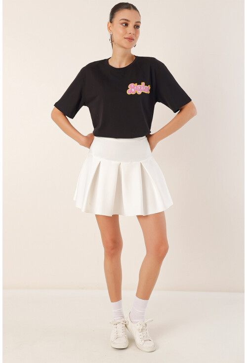 4312 Nakışlı Oversize Tişört