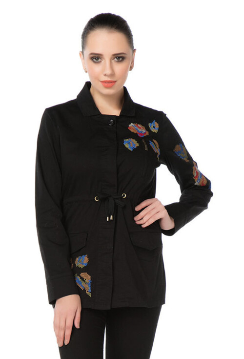 4571 Nakışlı Trenchcoat