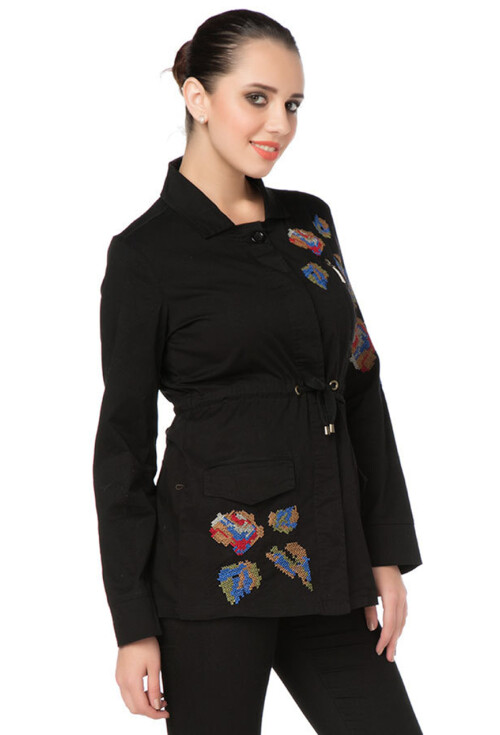 4571 Nakışlı Trenchcoat
