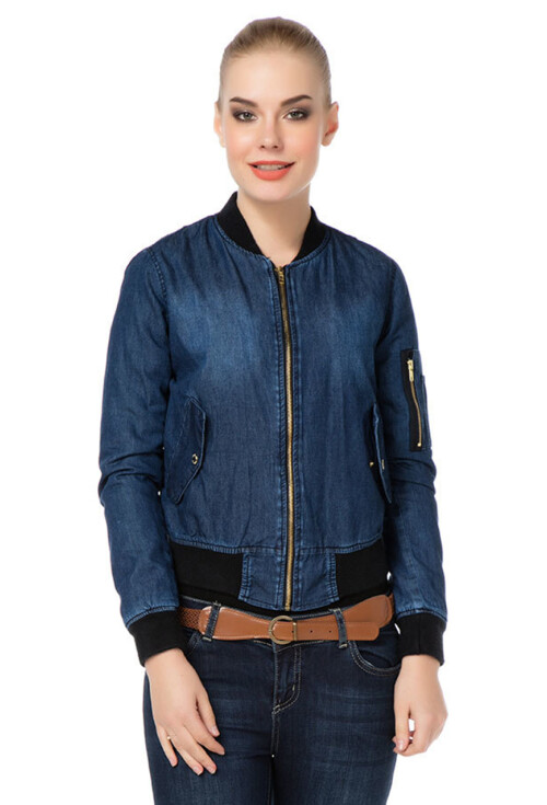 5041 Fermuarlı Cepli Kot Mont