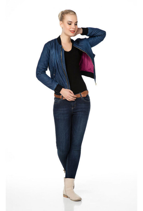 5041 Fermuarlı Cepli Kot Mont