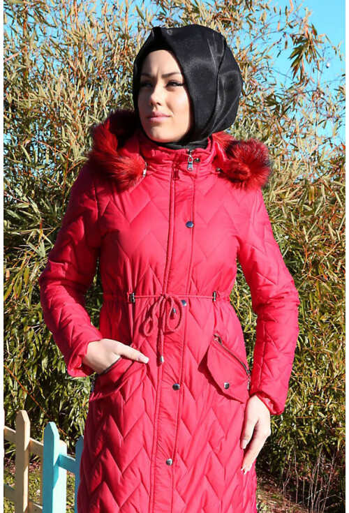 5055 Kürklü Şişme Tesettür Mont